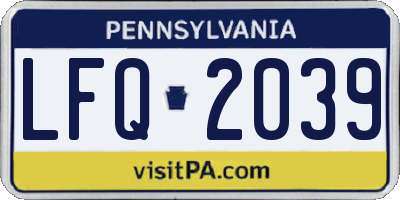 PA license plate LFQ2039