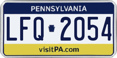 PA license plate LFQ2054