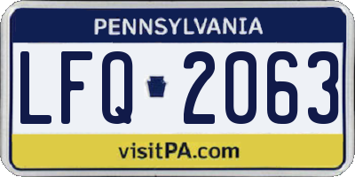 PA license plate LFQ2063