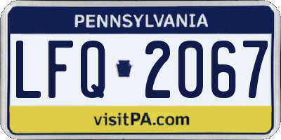 PA license plate LFQ2067