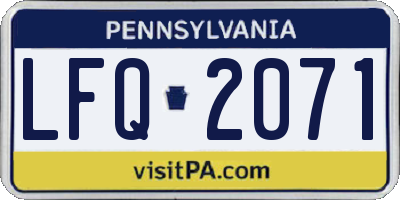 PA license plate LFQ2071