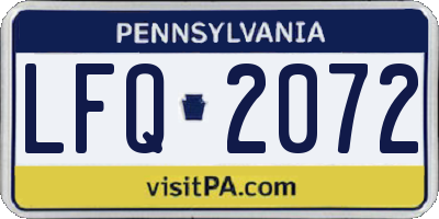 PA license plate LFQ2072