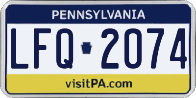 PA license plate LFQ2074