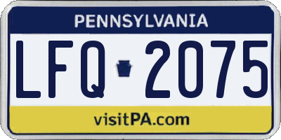 PA license plate LFQ2075