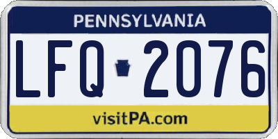 PA license plate LFQ2076