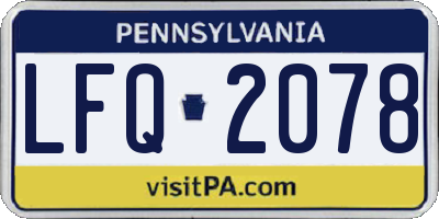 PA license plate LFQ2078