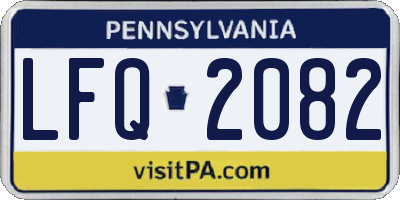 PA license plate LFQ2082