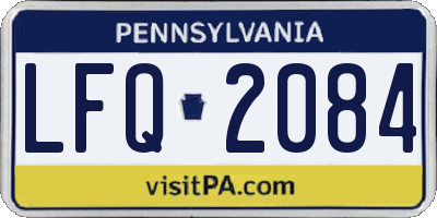 PA license plate LFQ2084