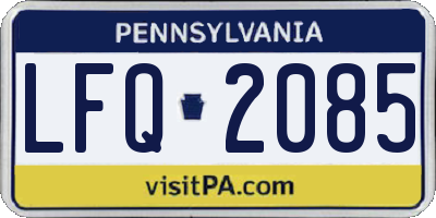PA license plate LFQ2085