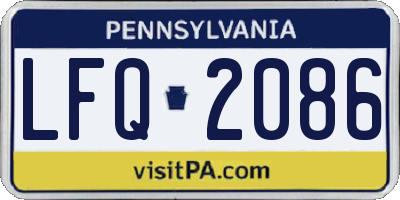 PA license plate LFQ2086