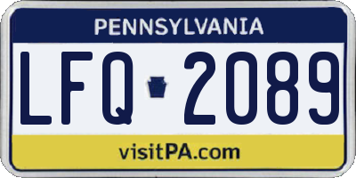 PA license plate LFQ2089