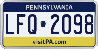 PA license plate LFQ2098