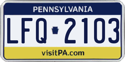 PA license plate LFQ2103