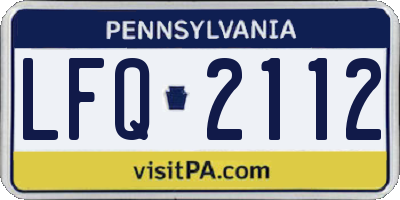 PA license plate LFQ2112