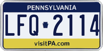 PA license plate LFQ2114