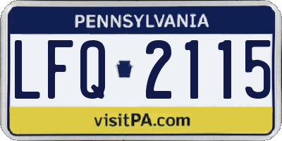 PA license plate LFQ2115