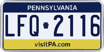 PA license plate LFQ2116