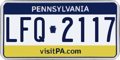 PA license plate LFQ2117