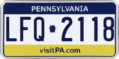 PA license plate LFQ2118