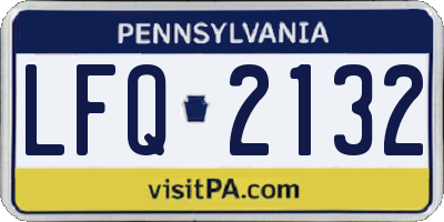 PA license plate LFQ2132