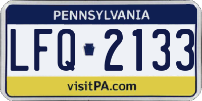 PA license plate LFQ2133