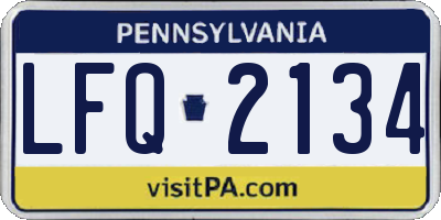 PA license plate LFQ2134
