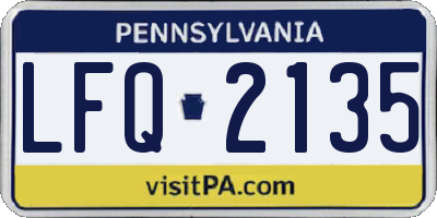 PA license plate LFQ2135