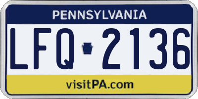 PA license plate LFQ2136