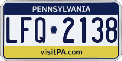 PA license plate LFQ2138