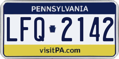 PA license plate LFQ2142