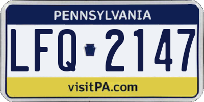 PA license plate LFQ2147