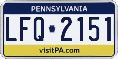 PA license plate LFQ2151