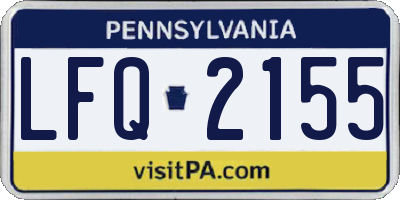 PA license plate LFQ2155