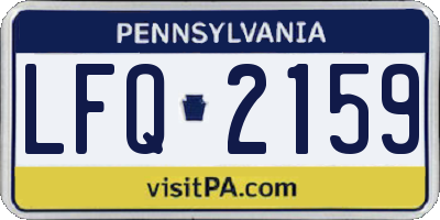 PA license plate LFQ2159