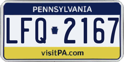 PA license plate LFQ2167