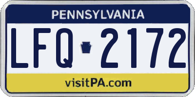 PA license plate LFQ2172