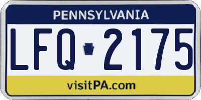 PA license plate LFQ2175