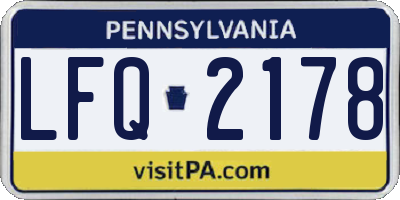 PA license plate LFQ2178