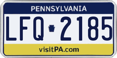 PA license plate LFQ2185