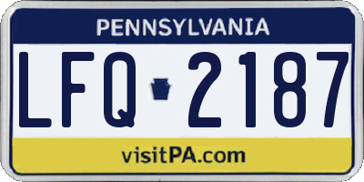 PA license plate LFQ2187