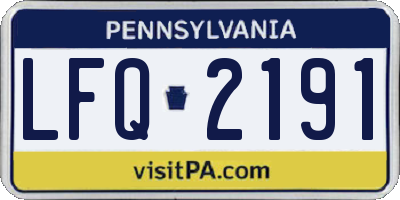 PA license plate LFQ2191