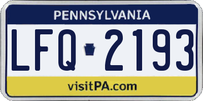 PA license plate LFQ2193