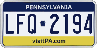 PA license plate LFQ2194