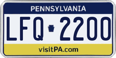 PA license plate LFQ2200