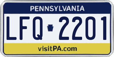 PA license plate LFQ2201