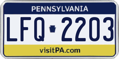 PA license plate LFQ2203