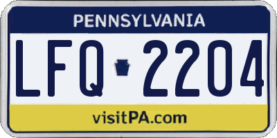 PA license plate LFQ2204