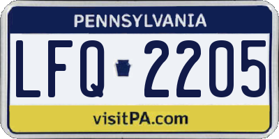 PA license plate LFQ2205