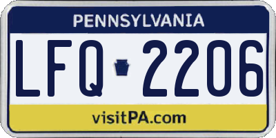 PA license plate LFQ2206