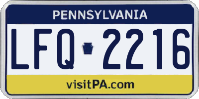 PA license plate LFQ2216